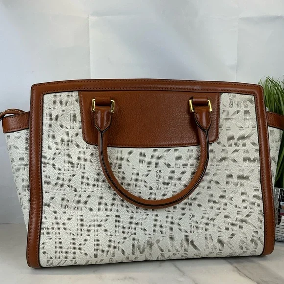 MICHAEL KORS SELMA LARGE SELMA VANILLA TAN‎ SATCHEL SHOULDER BAG - Picture 7 of 14